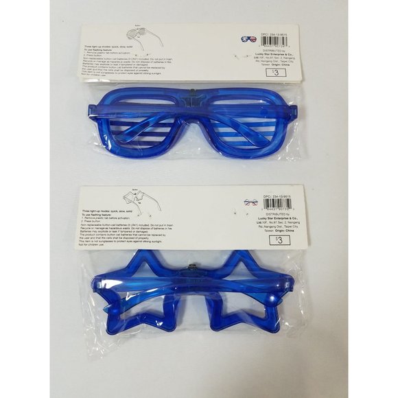 Light-up Sunglasses Patriotic 2 pairs for Adults Blue Stars and stripes - Picture 2 of 5